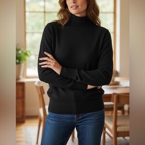 COS Women’s Black Turtleneck 100% Wool Long Sleeves Sweater Size S